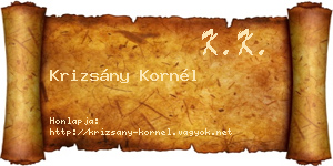Krizsány Kornél névjegykártya
